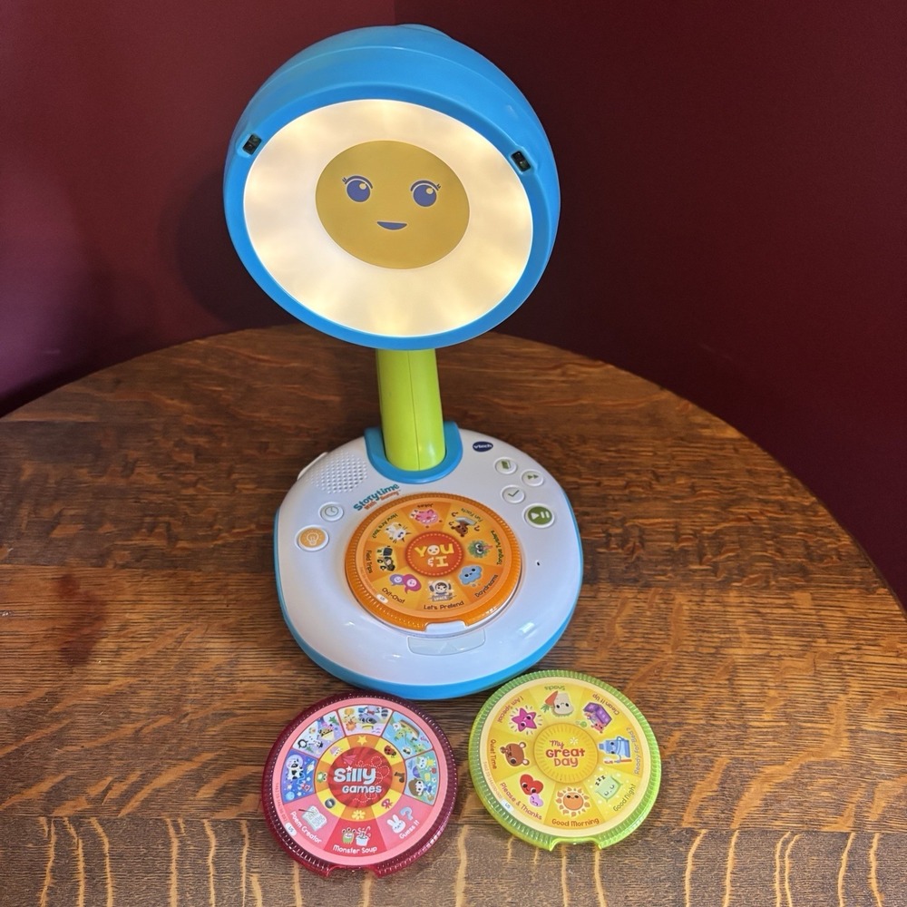 VTech Storytime With Sunny Talking Night Light with 3 Discs Tested Works
